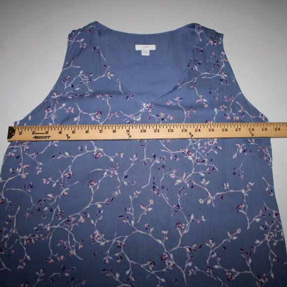 J Jill Sz M Blue White Multi Color Lined Ruffles Pullover 100% Rayon Dress - Picture 12 of 13